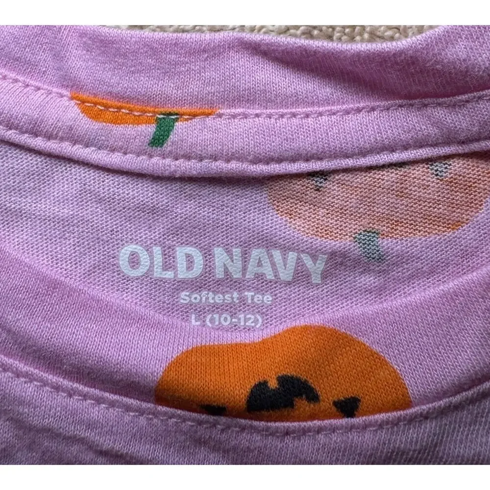 Old Navy Girls Large (10-12) Short Sleeve T-Shirt Pink W/Pumpkin Faces NWT NEW